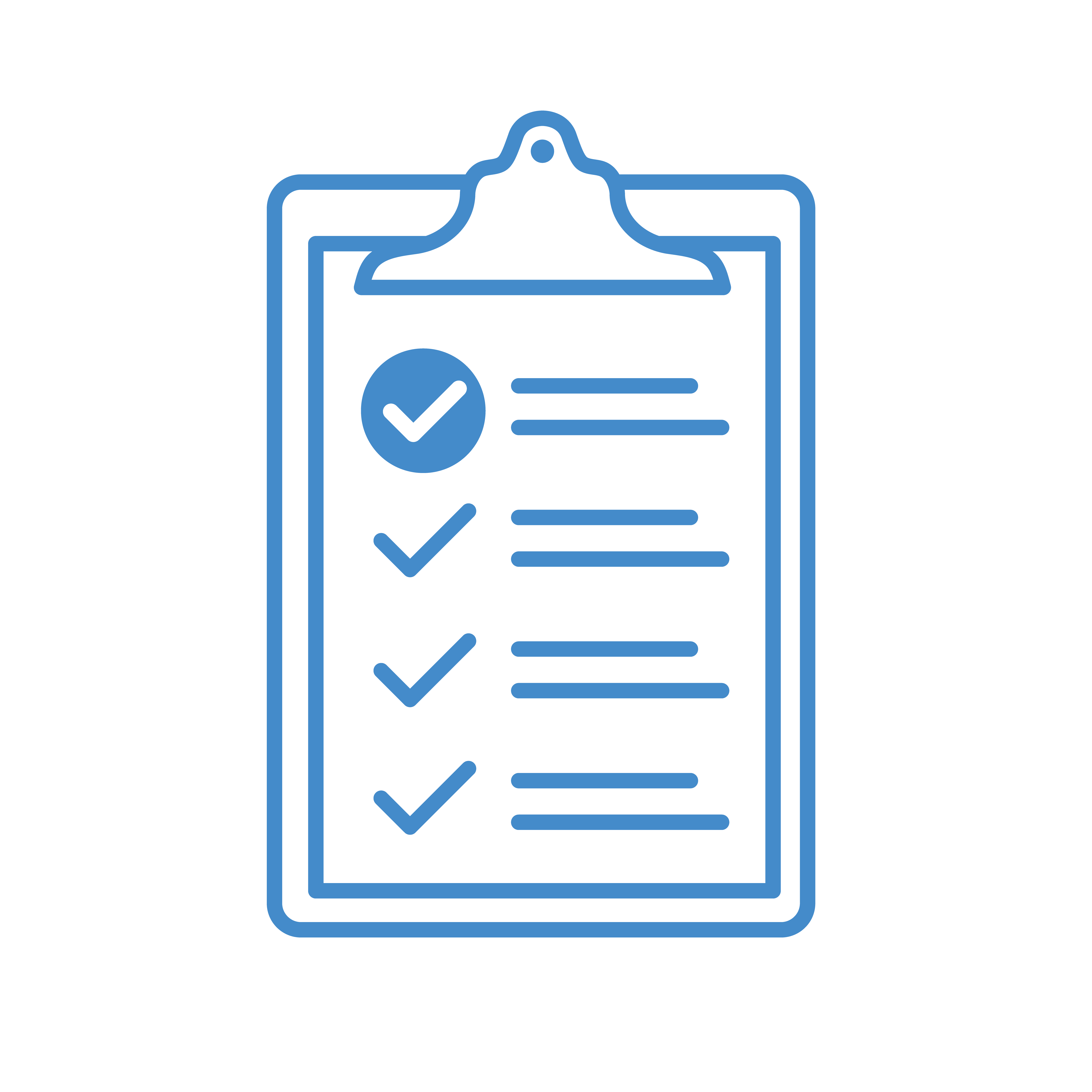 Clipboard icon with checklist representing healthcare quality assurance and compliance measures
